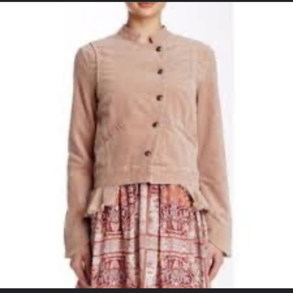 Free‎ People Jagger Blazer Pink Western Military Jacket Lace Up Cuff.  SZ XS - Picture 1 of 13